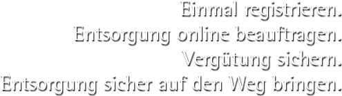 Einmal registrieren. Entsorgung online beauftragen. Vergütung sichern. Gussetti